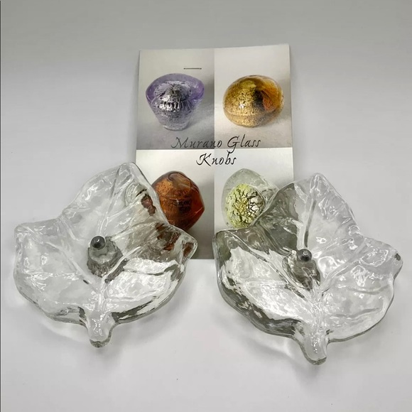 Gorgeous Metal and Murano Glass Knobs Blue and Clear - Picture 2 of 12